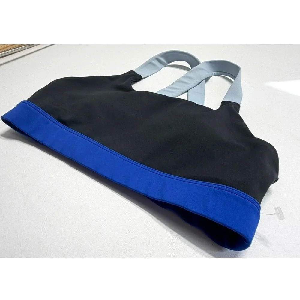 Wilo‎ Sports Bra Small Black Blue Strappy Back Athletic Activewear